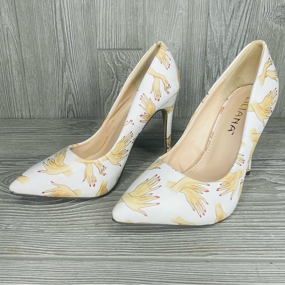 Liliana perilla Multi-color Leatherette Stiletto Heel Pumps shoes size 8 unique - Picture 10 of 13